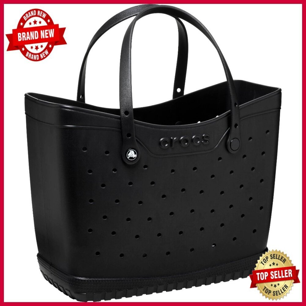 Large Durable Tote Bag with Jibbitz Charm Holes, Soft Straps, Washable